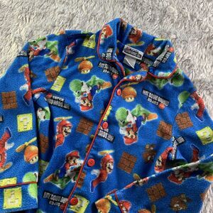 Super Mario Pajama Top Youth 8 Blue Red New Bros Wii Yoshi Goomba Mushroom Block